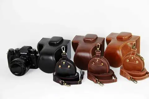 Bottom Open Luxury PU Leather Video Camera Case Bag Cover For Fujifilm XT2 XT-2 XT3 XT-3 Camera with Shoulder strap
