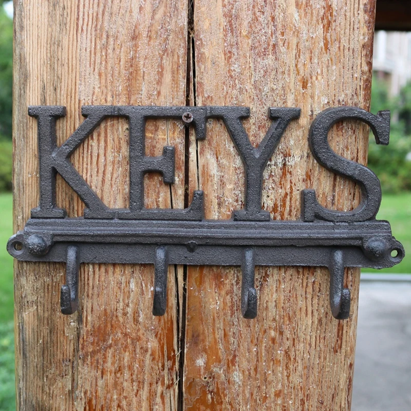 Antique Black Cast Iron Wall Mounted Hook With KEYS Letters Signa And Four Hangers European Farm House Decor Handmade Metal Rack
Antique Black Cast Iron Wall Mounted Hook With KEYS Letters Signa And Four Hangers European Farm House Decor Handmade Metal Rack