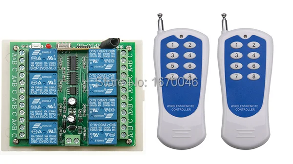 Hot Sales DC 12V 10A 8 CH 8CH 315/433 Mhz Wireless RF Remote Control Switch 2pcs Transmitter+ 1pcs Receiver
Hot Sales DC 12V 10A 8 CH 8CH 315/433 Mhz Wireless RF Remote Control Switch 2pcs Transmitter+ 1pcs Receiver