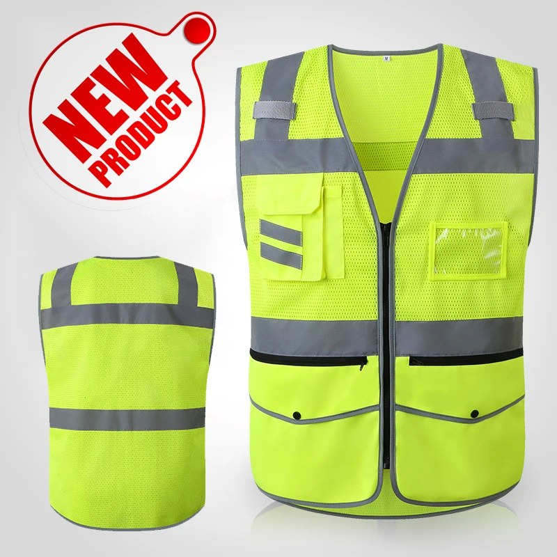 New Hi vis vest zipper front reflective safety clothes workwear with reflective tape
New Hi vis vest zipper front reflective safety clothes workwear with reflective tape