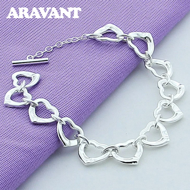 925 Silver Romantic Heart Charm Bracelets For Women Valentine's Day Jewelry Gifts
925 Silver Romantic Heart Charm Bracelets For Women Valentine's Day Jewelry Gifts