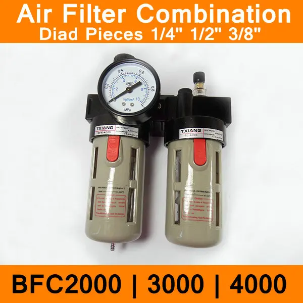 BFC2000 BFC3000 BFC4000 Air Filter Combination Port Size 1/4" 3/8" 1/2" Pneumatic Source Treatment Unit BFR + BL Lubricator
BFC2000 BFC3000 BFC4000 Air Filter Combination Port Size 1/4" 3/8" 1/2" Pneumatic Source Treatment Unit BFR + BL Lubricator