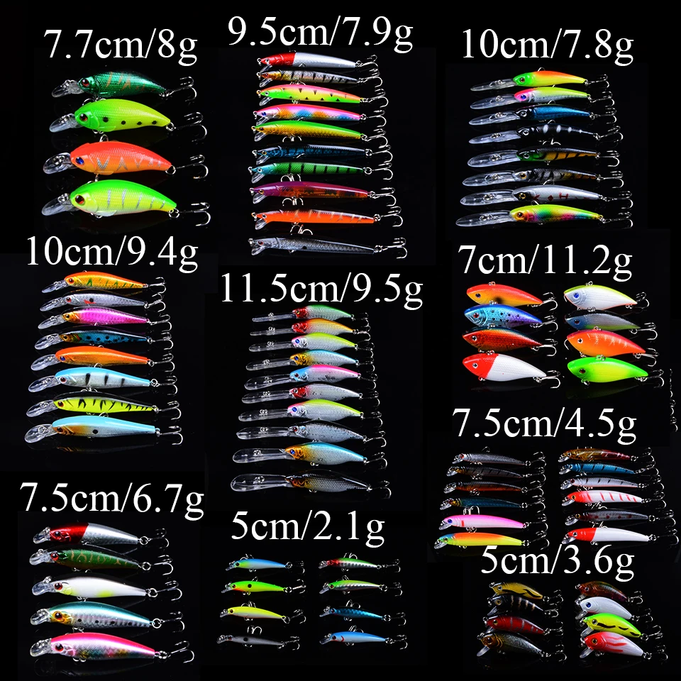 New 81pcs Lifelike Mixed 10 Models Fishing Lure Minnow Hard Baits of 81 Colors Carp Fishing Tackle Artificial High Quality Bait
New 81pcs Lifelike Mixed 10 Models Fishing Lure Minnow Hard Baits of 81 Colors Carp Fishing Tackle Artificial High Quality Bait