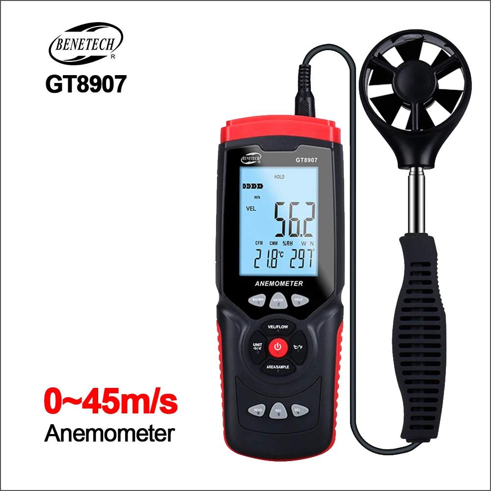 BENETECH Anemometer Sensor Wind Meter Digital Anemometer LCD Digital Wind Speed Meter Wind Meter 45m/s GT8907 Anemometer
BENETECH Anemometer Sensor Wind Meter Digital Anemometer LCD Digital Wind Speed Meter Wind Meter 45m/s GT8907 Anemometer