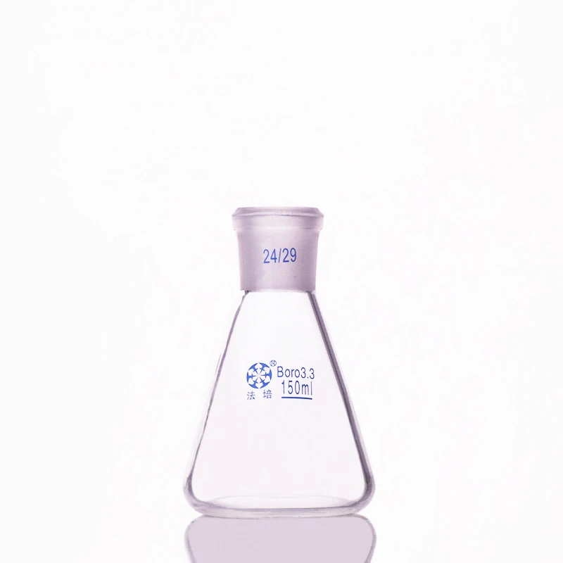 Conical flask with standard ground-in mouth,Capacity 150ml,joint 24/29,Erlenmeyer flask with standard ground mouth
Conical flask with standard ground-in mouth,Capacity 150ml,joint 24/29,Erlenmeyer flask with standard ground mouth