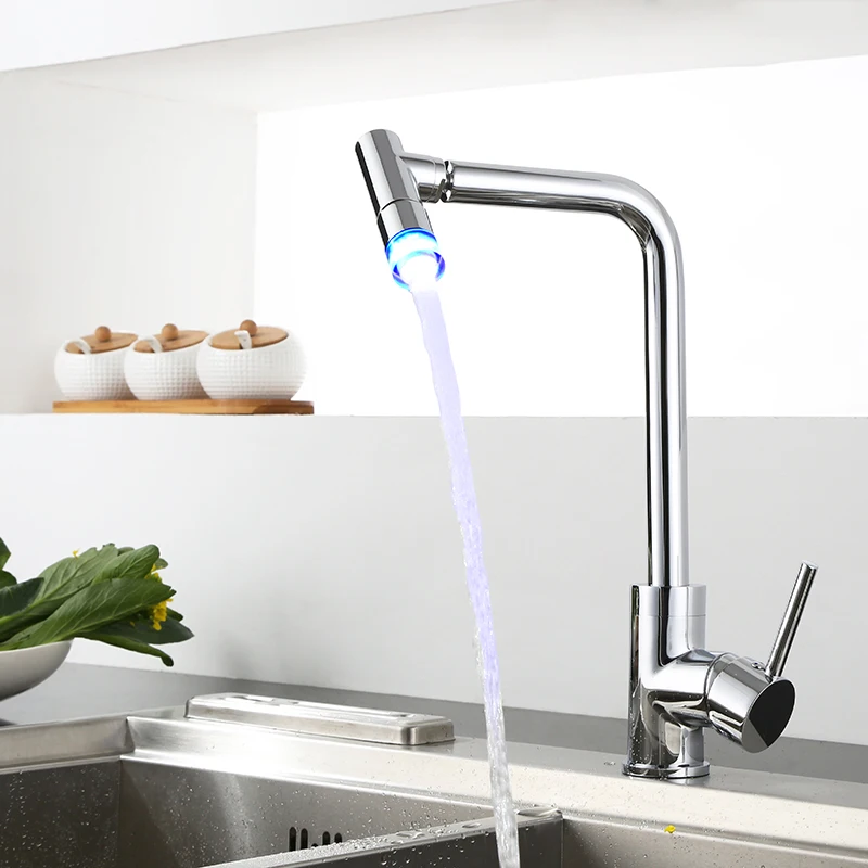 SKOWLL Single Hold Kitchen Faucet Deck Mounted 3 Colors Change Mixer Tap with 360 LED Sprayer
SKOWLL Single Hold Kitchen Faucet Deck Mounted 3 Colors Change Mixer Tap with 360 LED Sprayer