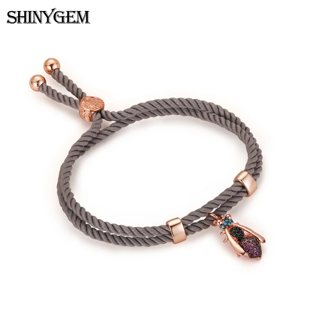 ShinyGem Micro Pave Zircon Insect Charm Bracelets Blue/Gray Adjustable Rope Chain Handmade Bracelet Double Loop Women Bracelet
ShinyGem Micro Pave Zircon Insect Charm Bracelets Blue/Gray Adjustable Rope Chain Handmade Bracelet Double Loop Women Bracelet