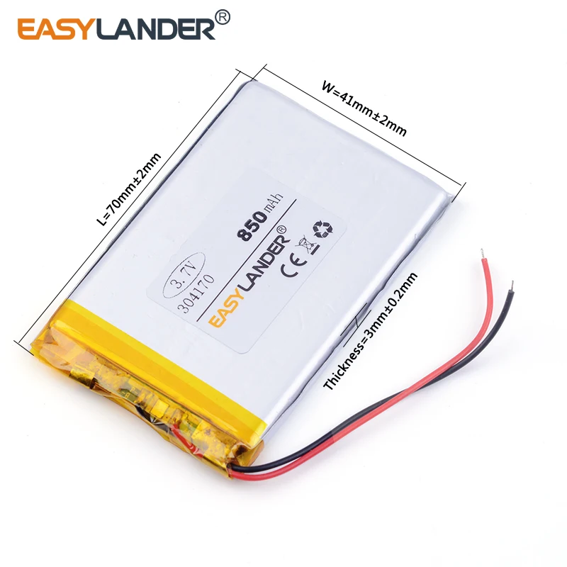 10pcs /Lot 3.7V 304170 850mAh Rechargeable Lithium Li-ion Polymer Battery
10pcs /Lot 3.7V 304170 850mAh Rechargeable Lithium Li-ion Polymer Battery