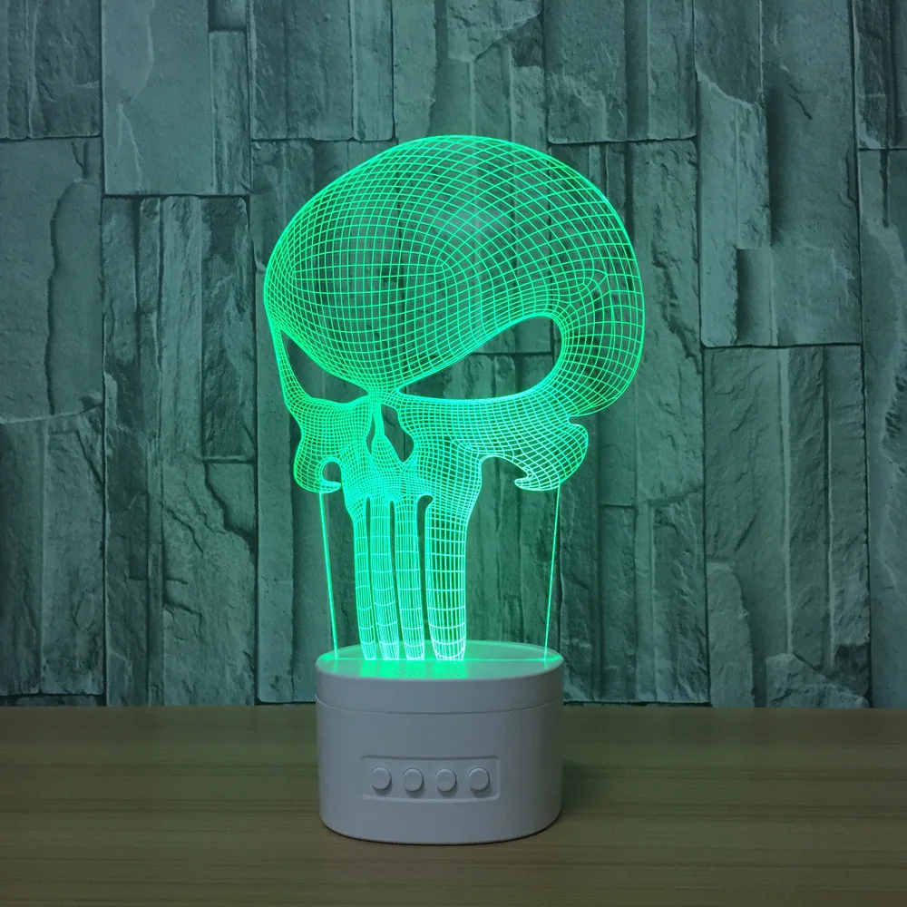 3D visual night light Penalty Mask Skull Acrylic action figure Wireless speaker TF card Room decoration 5 led Color Z88
3D visual night light Penalty Mask Skull Acrylic action figure Wireless speaker TF card Room decoration 5 led Color Z88