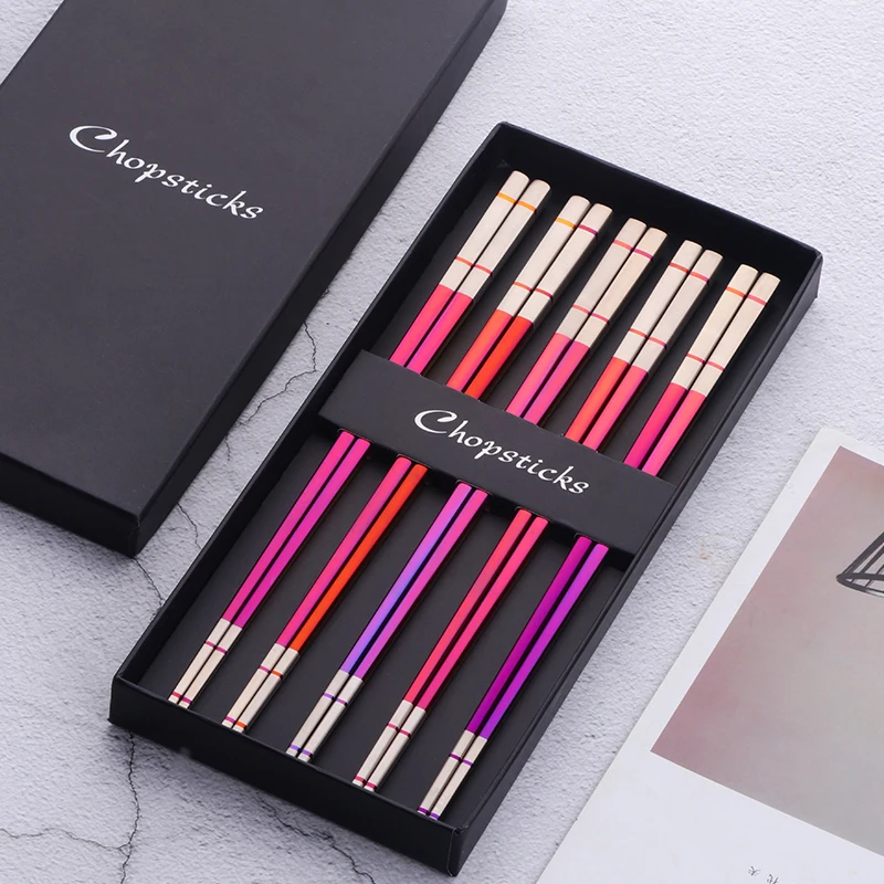 5 pairs Korean Stainless Steel Chopsticks with Gift Box Food Sticks Portable Reusable Chopstick Sushi Hashi Household Chinese
5 pairs Korean Stainless Steel Chopsticks with Gift Box Food Sticks Portable Reusable Chopstick Sushi Hashi Household Chinese