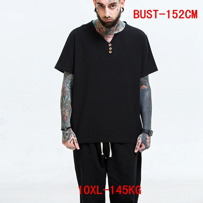 Men's linen large T-shirt cotton large size 7XL 8XL 9XL 10XL summer short-sleeved V-neck casual black T-shirt
Men's linen large T-shirt cotton large size 7XL 8XL 9XL 10XL summer short-sleeved V-neck casual black T-shirt