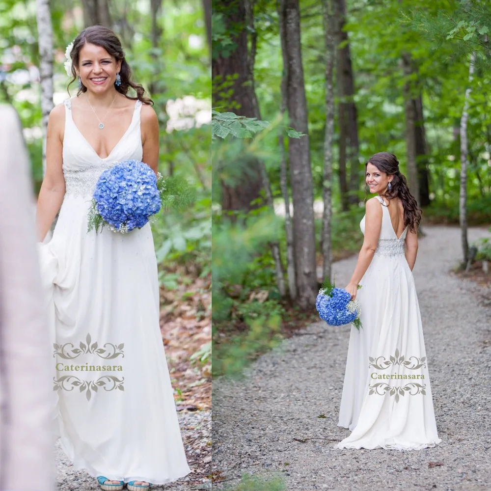 Brilliant 2019 Chiffon Wedding Dress Sexy V-neck Women Girl Bride Gown Bridal Party A Line Crystals Chiffon Sweet / Brush Train
Brilliant 2019 Chiffon Wedding Dress Sexy V-neck Women Girl Bride Gown Bridal Party A Line Crystals Chiffon Sweet / Brush Train