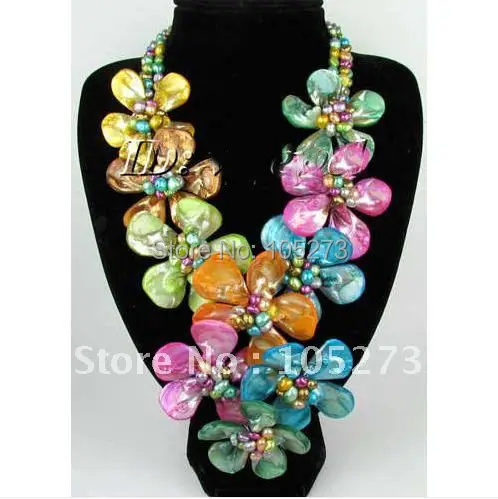 Beautiful Multicolor Genuine Pearl & Natural Shell Flower Necklace / Earring Jewelry Set Fashion Flower set Free Shipping FN1594
Beautiful Multicolor Genuine Pearl & Natural Shell Flower Necklace / Earring Jewelry Set Fashion Flower set Free Shipping FN1594