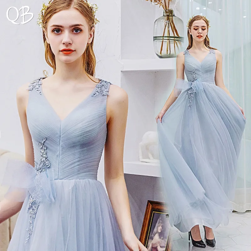 Simple Light Blue A-line V-neck Tulle Appliques Evening Dresses 2020 New Fashion Long Formal Evening Gowns XH427
Simple Light Blue A-line V-neck Tulle Appliques Evening Dresses 2020 New Fashion Long Formal Evening Gowns XH427