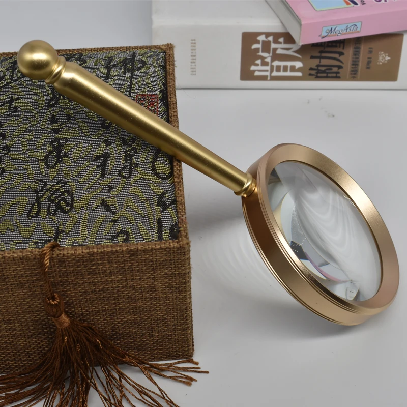 10X 75mm Hot Gift Toy Metal Golden Household Handheld Office Reading Magnifier Magnifying Glass Loupe with Handle for Old Man
10X 75mm Hot Gift Toy Metal Golden Household Handheld Office Reading Magnifier Magnifying Glass Loupe with Handle for Old Man