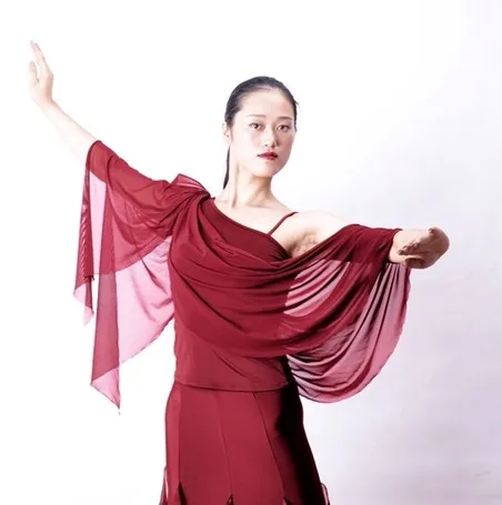 ballroom dance latin dance single sleeve blouse gauze floating one shoulder sleeve topT17
ballroom dance latin dance single sleeve blouse gauze floating one shoulder sleeve topT17