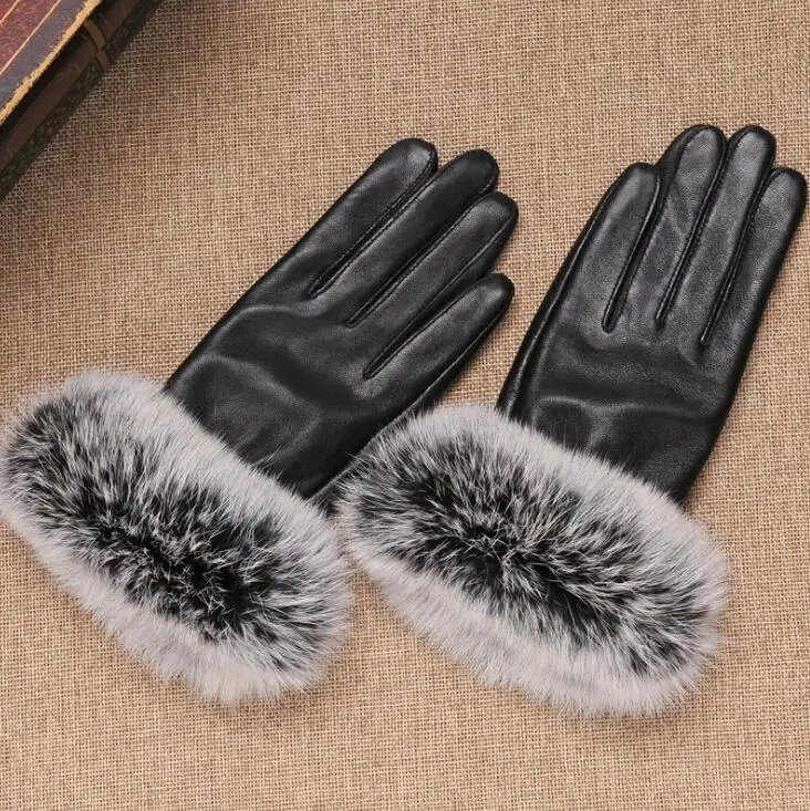 Women's autumn and winter thicken fleece lining glove lady's natural rabbit fur genuine sheepskin leather driving glove R280
Women's autumn and winter thicken fleece lining glove lady's natural rabbit fur genuine sheepskin leather driving glove R280