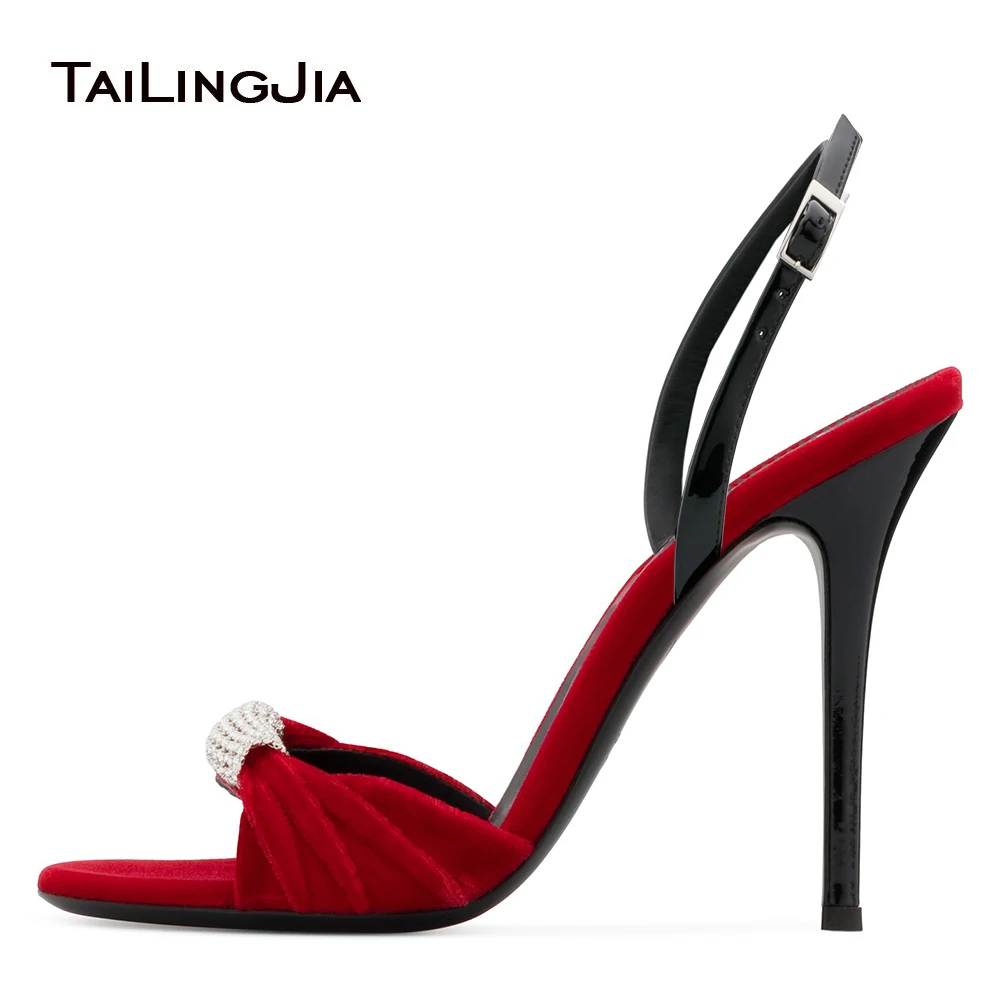 Red Velvet Knotted High Heel Sandals with Crystals Elegant Black Dress Shoes Women Evening Shoes Ladies Summer Heels Large Size
Red Velvet Knotted High Heel Sandals with Crystals Elegant Black Dress Shoes Women Evening Shoes Ladies Summer Heels Large Size