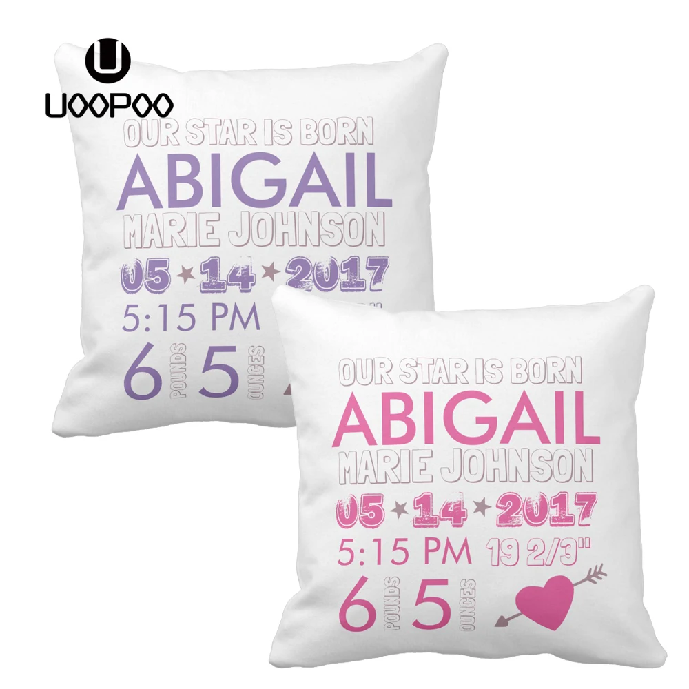 Customized Pillow Case Boy and Girl Birth Stats Purple Pink Cushion Cover Polyester Throw Pillow Cover Decorative Cushion Covers
Customized Pillow Case Boy and Girl Birth Stats Purple Pink Cushion Cover Polyester Throw Pillow Cover Decorative Cushion Covers