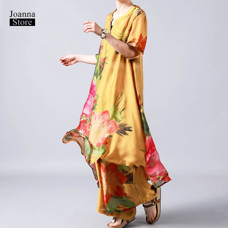 Silk two piece set long plus size tops + wide leg pants matching sets vintage elegant women clothes elastic waist womens sets
Silk two piece set long plus size tops + wide leg pants matching sets vintage elegant women clothes elastic waist womens sets