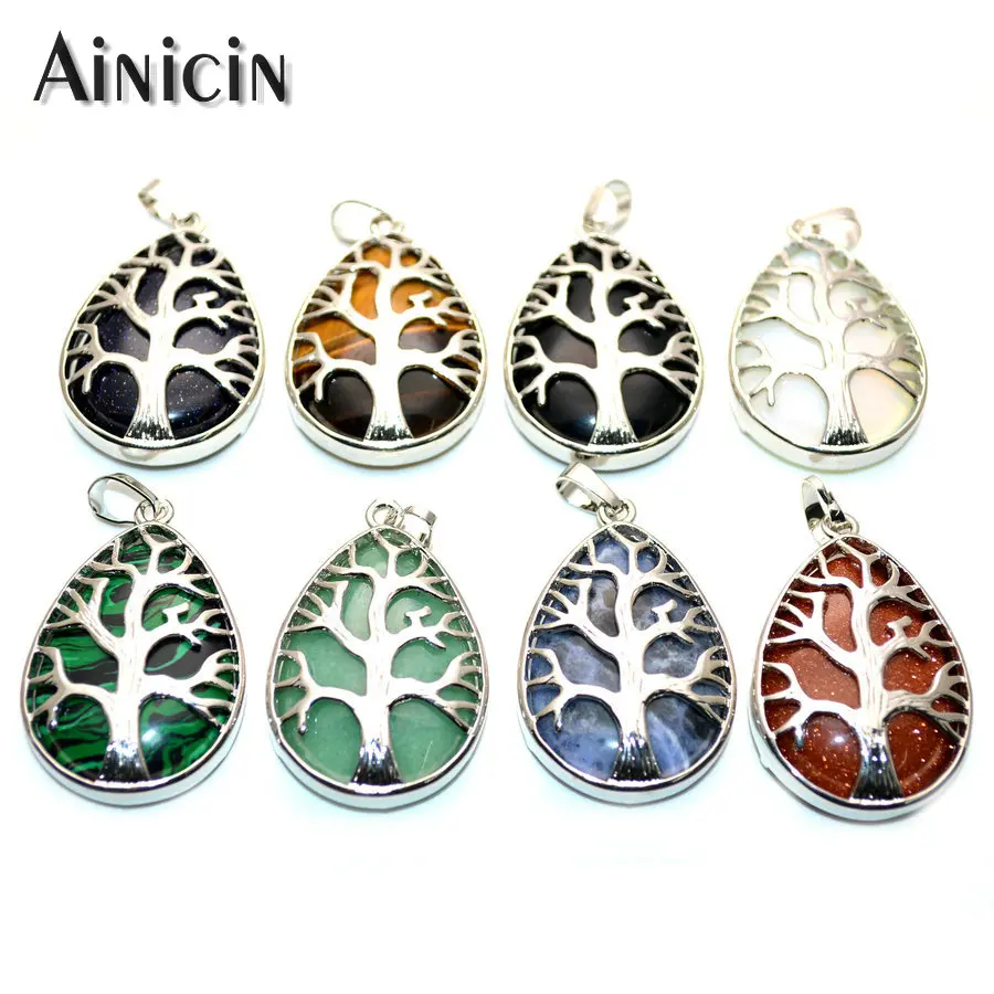10pcs Various Colors Semi-precious Stone Water Drop Shape Tree of Life Pendants For Fashion Jewelry Making
10pcs Various Colors Semi-precious Stone Water Drop Shape Tree of Life Pendants For Fashion Jewelry Making