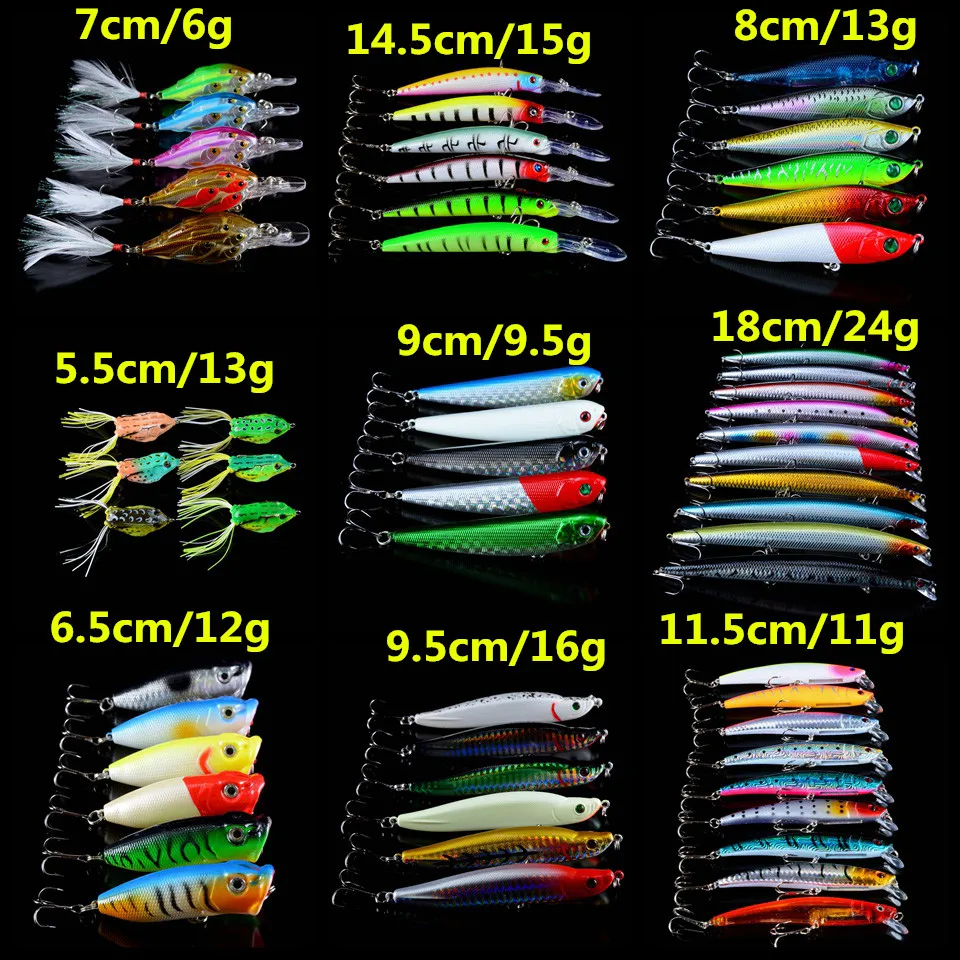LINGYUE 60pcs/lot Fishing bait Set Mixed High Quality Models Fishing Lures Artificial Plastic Hard Bait and Soft Frog bait mix
LINGYUE 60pcs/lot Fishing bait Set Mixed High Quality Models Fishing Lures Artificial Plastic Hard Bait and Soft Frog bait mix