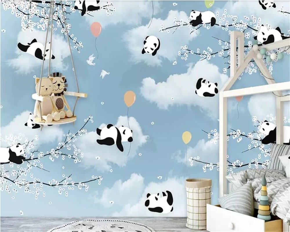 beibehang Customized simple cartoon cute panda warm moon small yellow duck children's room background wall decoration mural
beibehang Customized simple cartoon cute panda warm moon small yellow duck children's room background wall decoration mural