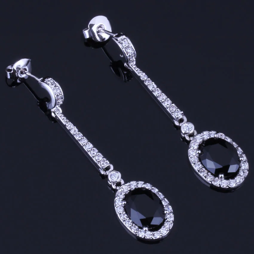 Fetching Black Cubic Zirconia White CZ Silver Plated Drop Dangle Earrings V0693
Fetching Black Cubic Zirconia White CZ Silver Plated Drop Dangle Earrings V0693