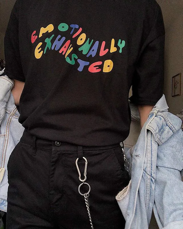 kuakuayu HJN Emotionally Exhausted Colorful Printed T-Shirt Unisex Tumblr Grunge Black Tee Cute Summer Tops Street Wear
kuakuayu HJN Emotionally Exhausted Colorful Printed T-Shirt Unisex Tumblr Grunge Black Tee Cute Summer Tops Street Wear