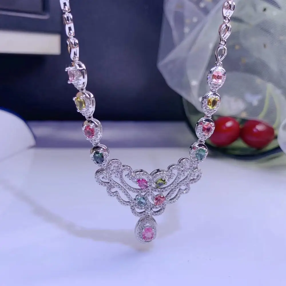graceful clear tourmaline gemstone necklace for women silver jewelry candy color natural gem real 925 silver party gift
graceful clear tourmaline gemstone necklace for women silver jewelry candy color natural gem real 925 silver party gift