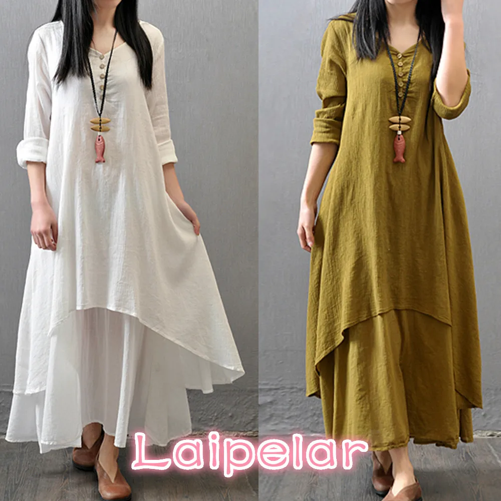 Spring Summer Women Long Cotton Linen Dress White False Two Pieces O-Neck Maxi Dresses Office Casual Loose Dress
Spring Summer Women Long Cotton Linen Dress White False Two Pieces O-Neck Maxi Dresses Office Casual Loose Dress