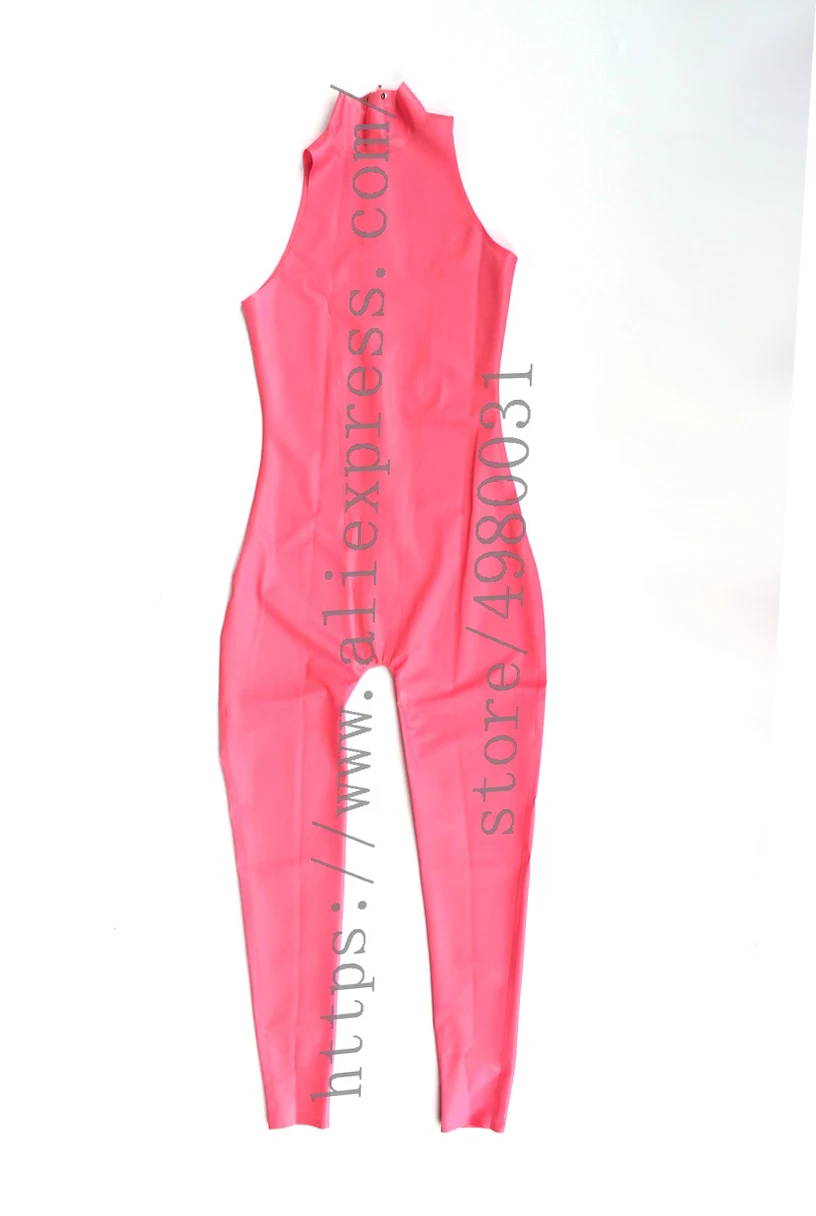 Pink tight suit women's latex jumpsuit sleeveless tight bodysuit with back zip decoration
Pink tight suit women's latex jumpsuit sleeveless tight bodysuit with back zip decoration