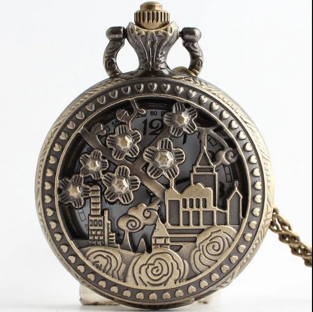 Vintage FAIRY TALE CASTLE Bronze Antiques Quartz Hollow Modern Hours Necklace Pocket Watch gift
Vintage FAIRY TALE CASTLE Bronze Antiques Quartz Hollow Modern Hours Necklace Pocket Watch gift