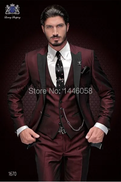 2018 New Design Groomsmen Peak Black Lapel Groom Tuxedos Shiny Burgundy Men Suits Wedding Best Man Blazer Jacket+Pants+Vest+Tie
2018 New Design Groomsmen Peak Black Lapel Groom Tuxedos Shiny Burgundy Men Suits Wedding Best Man Blazer Jacket+Pants+Vest+Tie