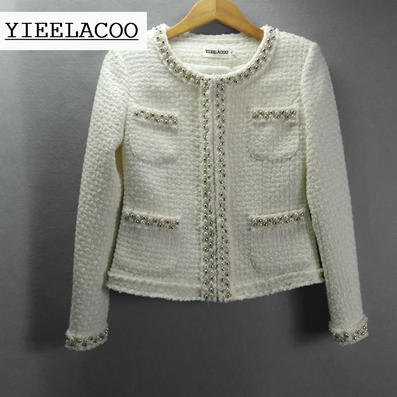 White / black tweed jacket 2020 autumn /winter women's jacket new long-sleeved ladies heavy beaded woolen jacket
White / black tweed jacket 2020 autumn /winter women's jacket new long-sleeved ladies heavy beaded woolen jacket