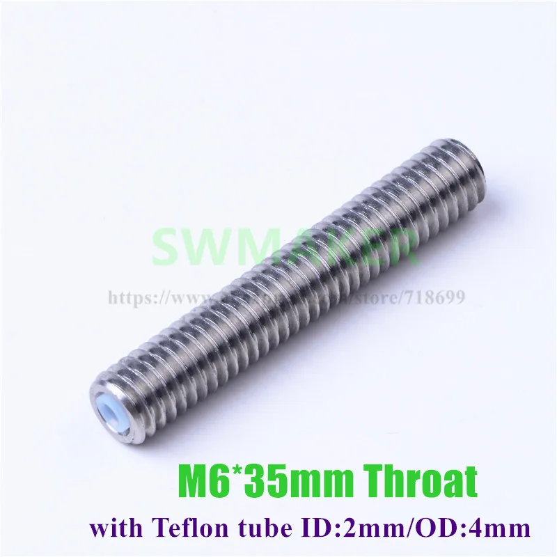 2pcs MK8 extruder Stainless steel throat M6X35mm M6*35mm with ptfe tube (ID:3mm OD:4mm) for 1.75mm 3D printer part
2pcs MK8 extruder Stainless steel throat M6X35mm M6*35mm with ptfe tube (ID:3mm OD:4mm) for 1.75mm 3D printer part