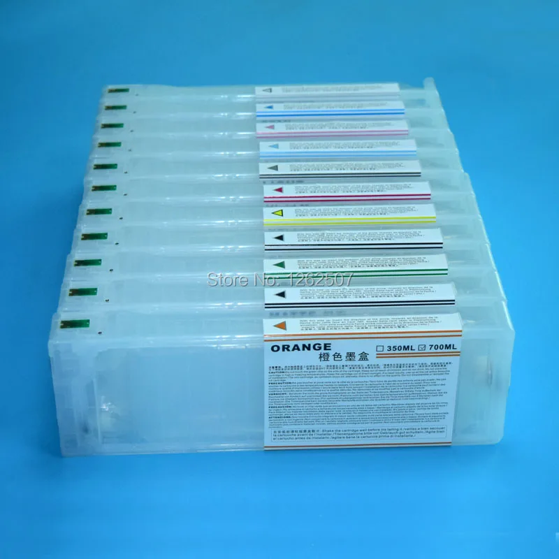700ML 11Colors T6361-T6369 A B Wideformat Refillable Ink Cartridge With Chips For Epson Stylus PRO PRO 7900 9900 Inkjet Printers
700ML 11Colors T6361-T6369 A B Wideformat Refillable Ink Cartridge With Chips For Epson Stylus PRO PRO 7900 9900 Inkjet Printers