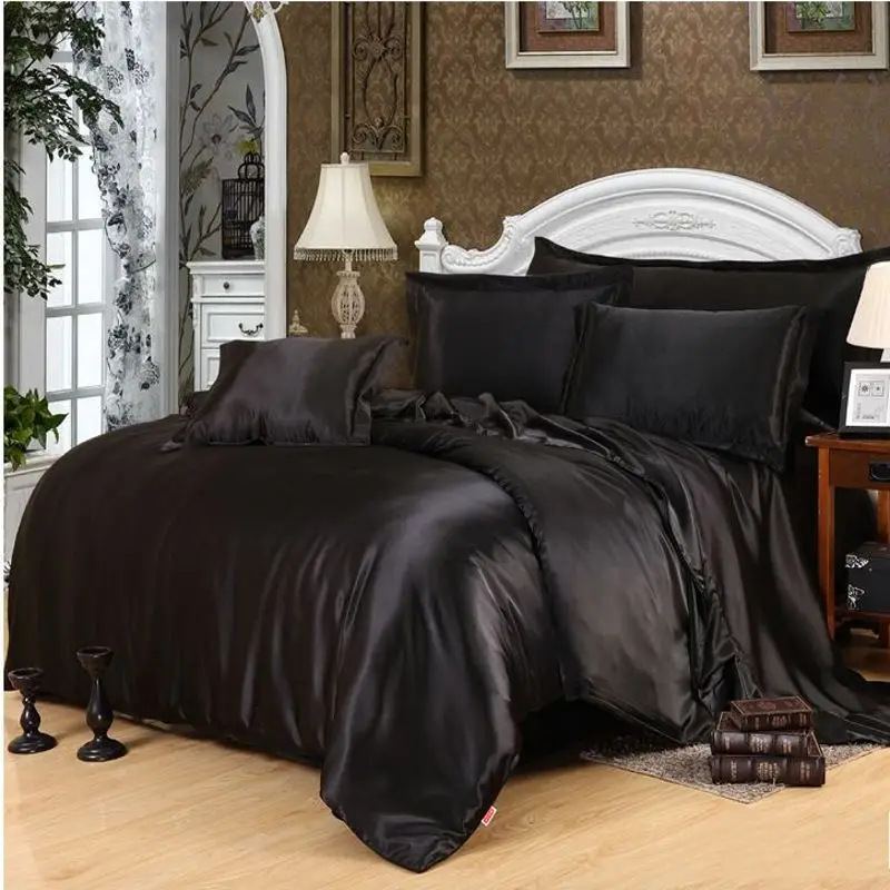 Black Soft Satin Duvet Cover Set Queen King Size Solid Color Polyester Bedding Bedspread Fitted Bed Sheet Home Textile
Black Soft Satin Duvet Cover Set Queen King Size Solid Color Polyester Bedding Bedspread Fitted Bed Sheet Home Textile