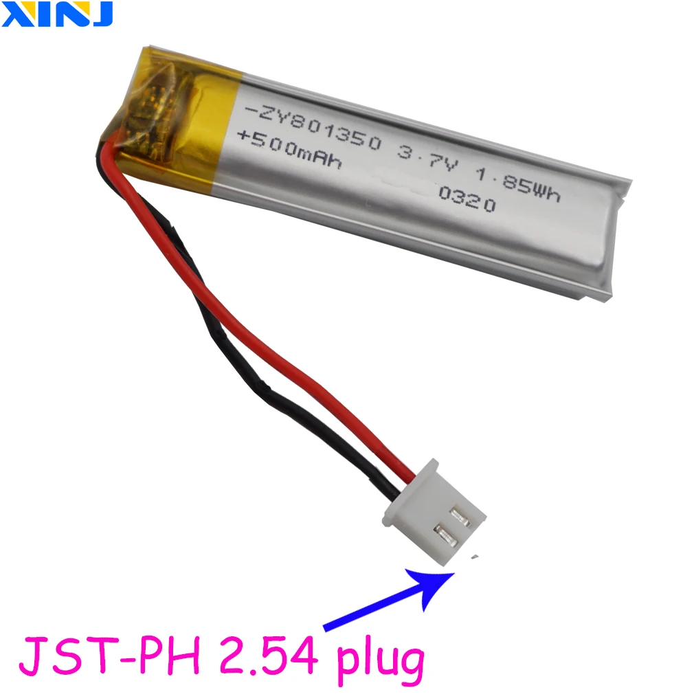 3.7V 500mAh Polymer Li Battery LiPo 801350 JST 2pin 2.54mm Connector For GPS Sat Nav mp4 Car Camera DVR DVC Driving Recorder
3.7V 500mAh Polymer Li Battery LiPo 801350 JST 2pin 2.54mm Connector For GPS Sat Nav mp4 Car Camera DVR DVC Driving Recorder
