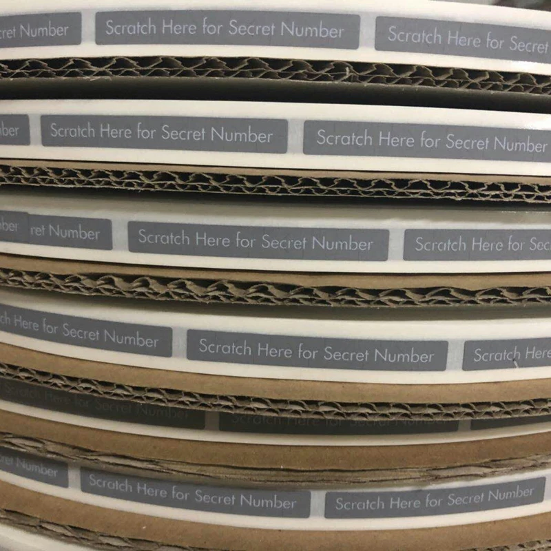 1000pcs/roll 6*50mm blank / no information inside scratch off sticker with writting on surface "scratch Here for Serial Number"
1000pcs/roll 6*50mm blank / no information inside scratch off sticker with writting on surface "scratch Here for Serial Number"