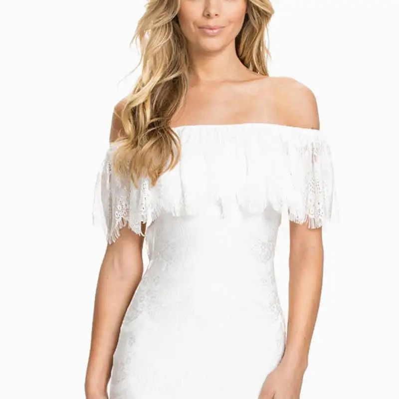 Eyelash lace lace strapless sexy lace collar tight pack hip dress ladle chest leakage back hollow mini dress white black size
Eyelash lace lace strapless sexy lace collar tight pack hip dress ladle chest leakage back hollow mini dress white black size