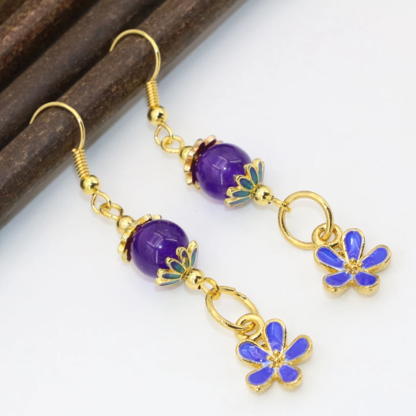Wholesale price original design high grade gold-color cloisonne purple chalcedony stone long dangle earrings women jewelry B2624
Wholesale price original design high grade gold-color cloisonne purple chalcedony stone long dangle earrings women jewelry B2624