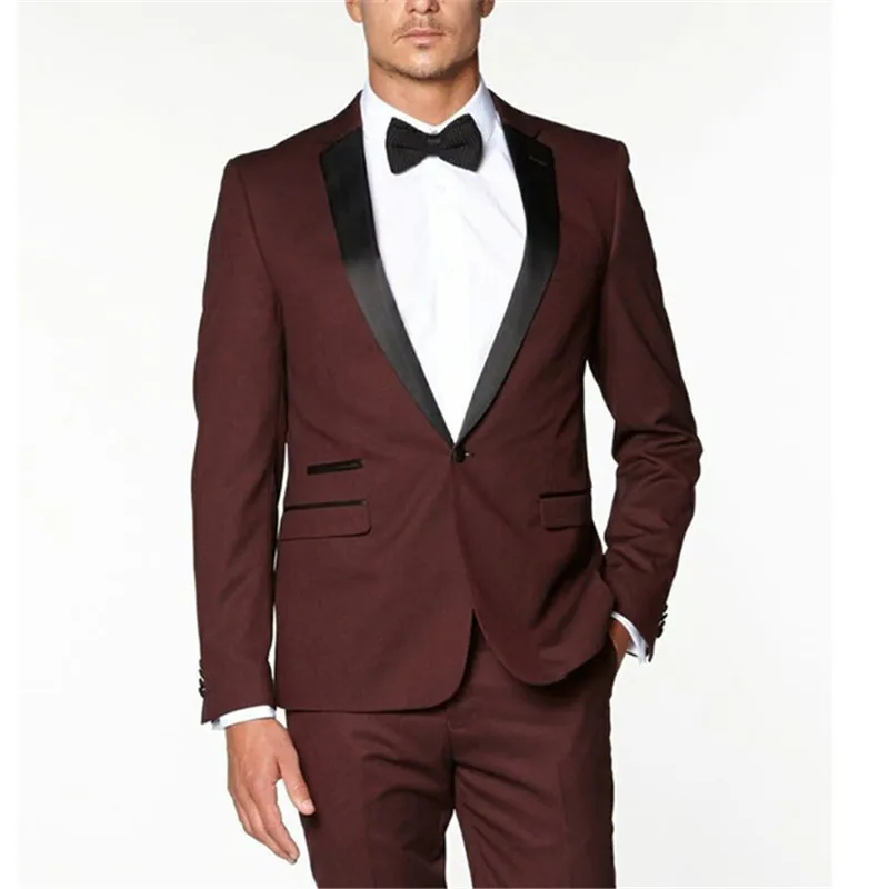 New Burgundy Men Suits Two Piece Black Notched Lapel One Button Blazer Suit Skinny Groom Mens Suit Tuxedos (Jackets+Pants)
New Burgundy Men Suits Two Piece Black Notched Lapel One Button Blazer Suit Skinny Groom Mens Suit Tuxedos (Jackets+Pants)