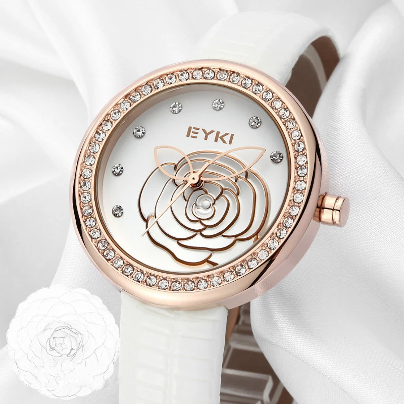 Luxury Eyki Brand Ladies Genuine Leather Quartz Watches Relief Flowers Gold Plated Dial Wristwatches For Women Relogio Feminino
Luxury Eyki Brand Ladies Genuine Leather Quartz Watches Relief Flowers Gold Plated Dial Wristwatches For Women Relogio Feminino