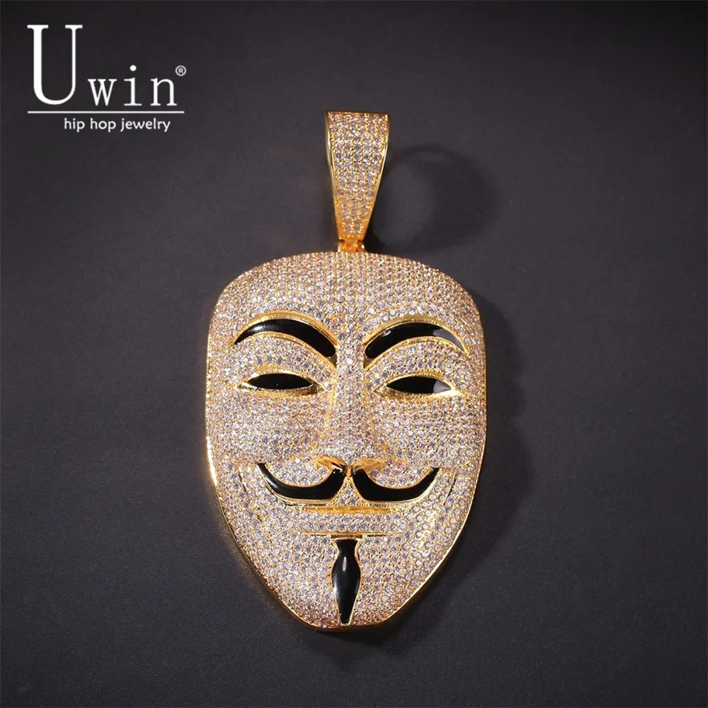 UWIN Mask of V for Vendetta Pendant HipHop Bling Copper Material Necklace Chain Fashion Hiphop Jewelry
UWIN Mask of V for Vendetta Pendant HipHop Bling Copper Material Necklace Chain Fashion Hiphop Jewelry