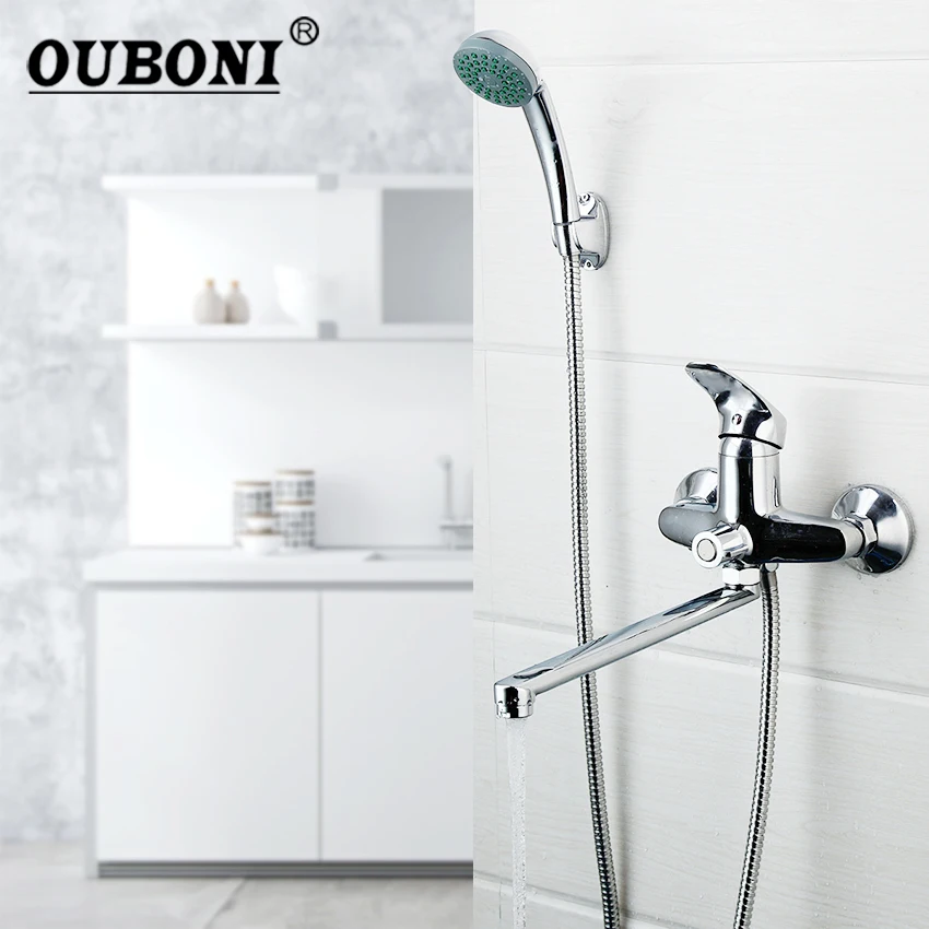 OUBONI Wall Mounted Length Outlet Rotating Bathroom Shower Faucet Bath Faucet Mixer Tap With Hand Shower Faucet Set Bathtub
OUBONI Wall Mounted Length Outlet Rotating Bathroom Shower Faucet Bath Faucet Mixer Tap With Hand Shower Faucet Set Bathtub