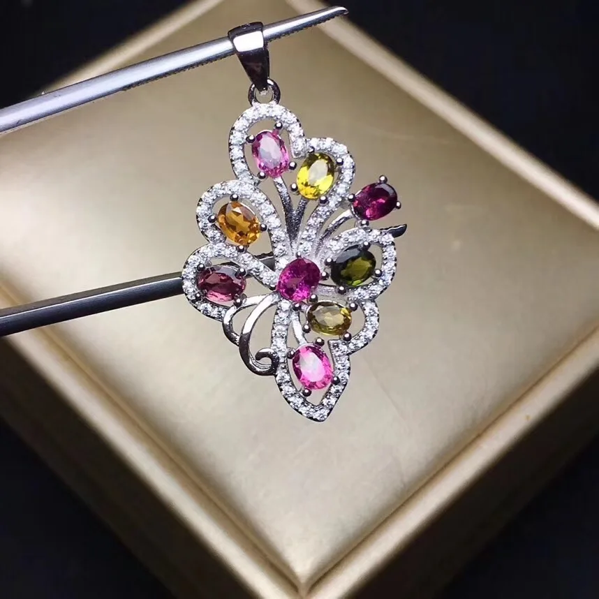 Beautiful multi-color natural tourmaline, each color is candy color, 925 silver necklace
Beautiful multi-color natural tourmaline, each color is candy color, 925 silver necklace