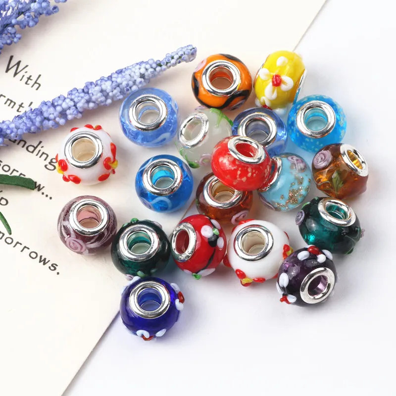 14mm Random Design Glass beads Silver Plated Cord Big Hole Loose Beads Fit European Glass Beads Jewelry Bracelet DIY 100pcs/lot
14mm Random Design Glass beads Silver Plated Cord Big Hole Loose Beads Fit European Glass Beads Jewelry Bracelet DIY 100pcs/lot