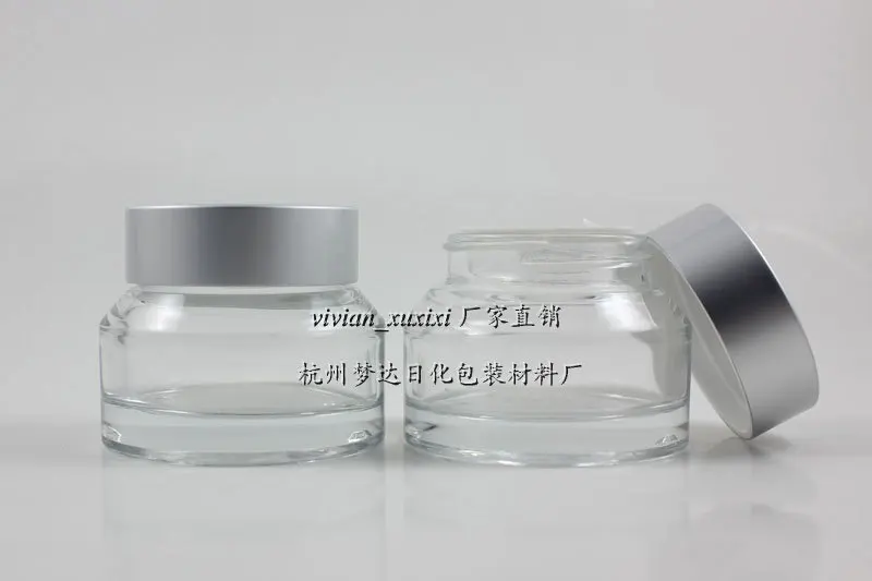 50g clear glass cream jar with matte silver aluminum lid, 50g cosmetic jar for mask or eye cream,empty 50g glass cosmetic jars
50g clear glass cream jar with matte silver aluminum lid, 50g cosmetic jar for mask or eye cream,empty 50g glass cosmetic jars