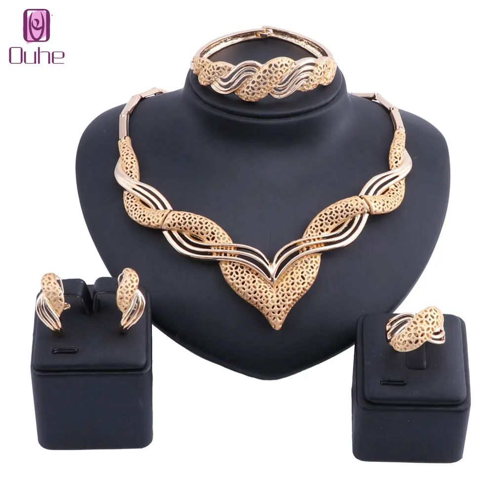 Latest Dubai Gold Color Jewelry Sets Fashion Nigerian Wedding African Beads Costume Necklace Bangle Earring Ring Gift Set
Latest Dubai Gold Color Jewelry Sets Fashion Nigerian Wedding African Beads Costume Necklace Bangle Earring Ring Gift Set